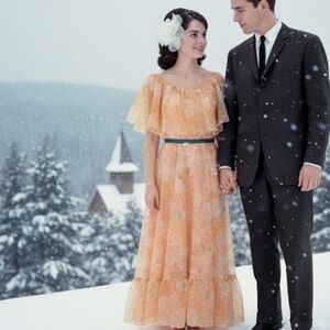 🧡 Vintage 80s Handmade Floral Gown Boho Maxi L 🌸